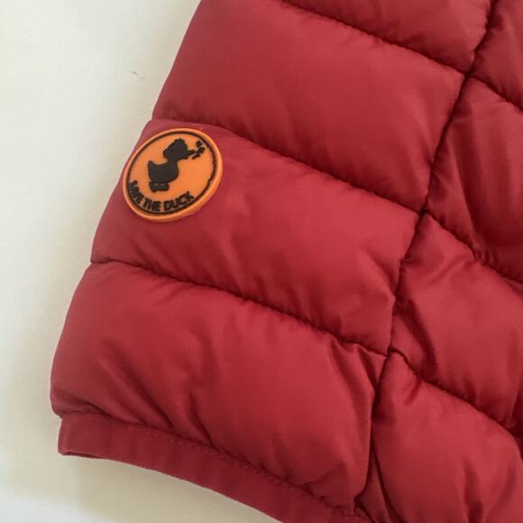 Save The Duck Puffer Vest Mens Small Ultra Light Full Zip Red Outdoors Gorpcore - Picture 3 of 10